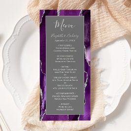 Menú Boda Gris Agata Plateado Morado Moderno