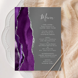 Menú Boda Gris Ágata Plateado Púrpura