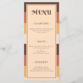 Menú Boda Groovy Retro Striped Setenties 60 de los 70