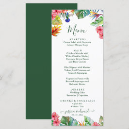 Menú Boda hawaiano rosa trópico Hibiscus