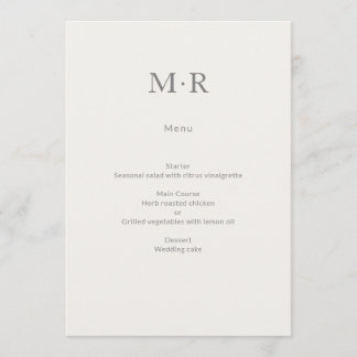 Menú Boda Íntima Minimalista Moderna