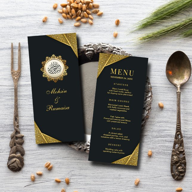 Menú Boda islámico elegante de lujo Royal & Rustic Gold (Subido por el creador)