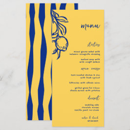 Menú Boda Italiana Azul Retro Mano Dibujada Manuscrita