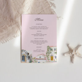 Menú Boda italiana mediterránea con acuarela pastel