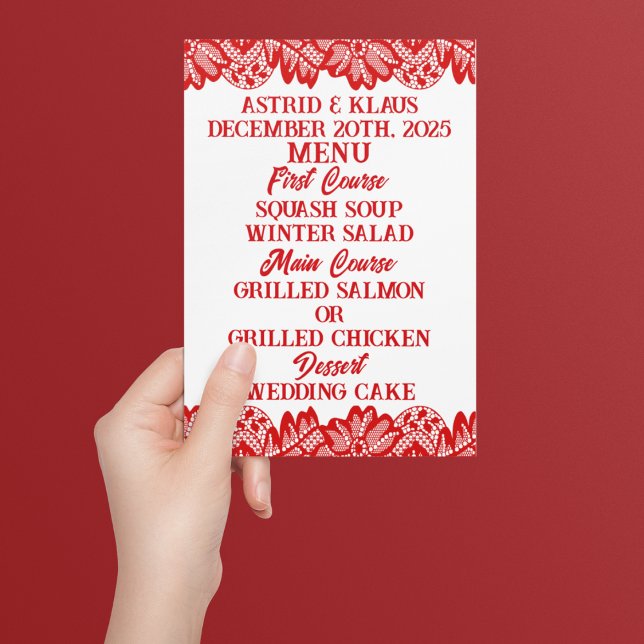 Menú Boda "Lace" noruego rojo (Subido por el creador)