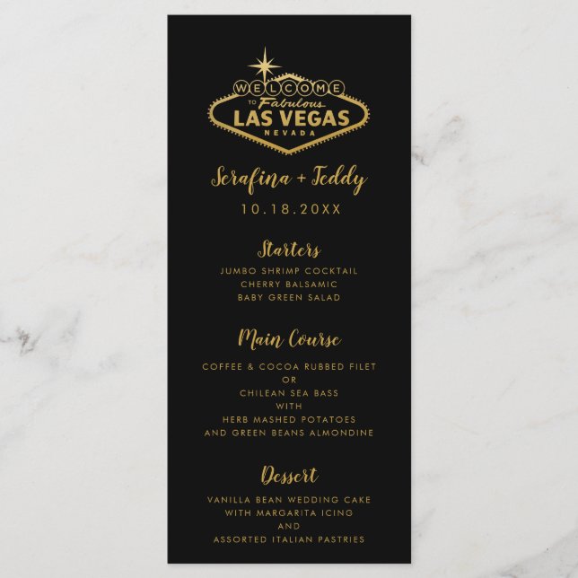 Menú Boda Las Vegas Gold (Anverso)