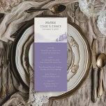 Menú Boda Lavanda de color de agua del bosque inve<br><div class="desc">Menú de bodas de invierno con pintorescas acuarelas en tonos de lavanda y gris. El paisaje de la nieve presenta un romántico paisaje montañoso con pinos, deriva y una ligera ráfaga de nieve. Los cursos y los elementos del menú son totalmente editables. Si desea buscar productos que coincidan, visite mi...</div>