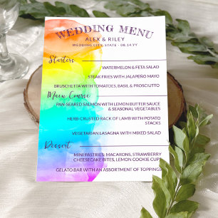 Menú Boda LGBTQ con color de arcoiris