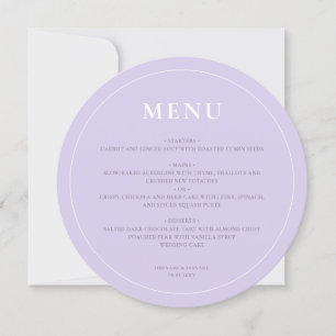 Menú Boda Lilac Lavanda Simple Redonda Moderna