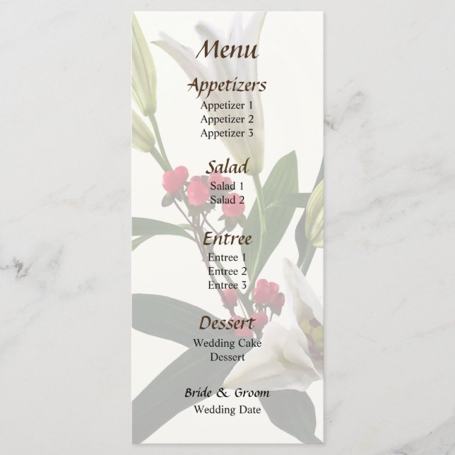 Menú Boda Lilies and Berries (Anverso)