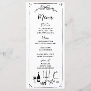 Menú Boda manuscrito de mano dibujado de forma rápida