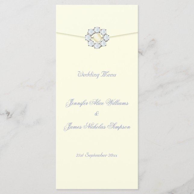 Menú boda Marfil con diamantes y perlas (Anverso)
