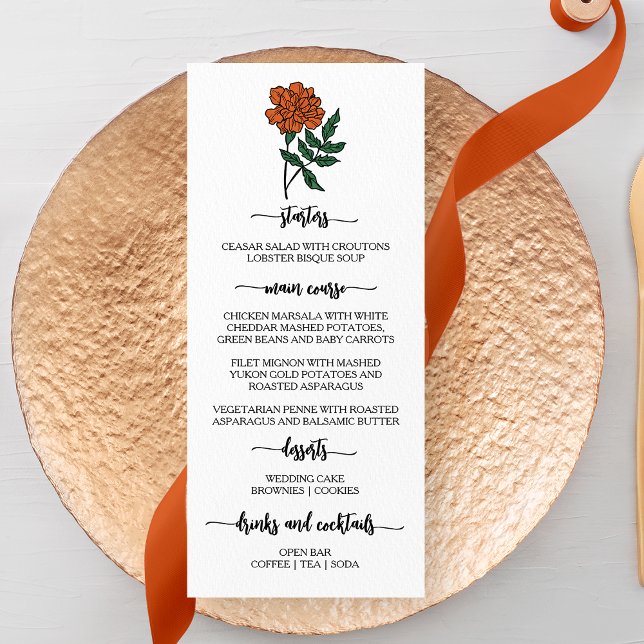 Menú Boda Marigold minimalista (Subido por el creador)