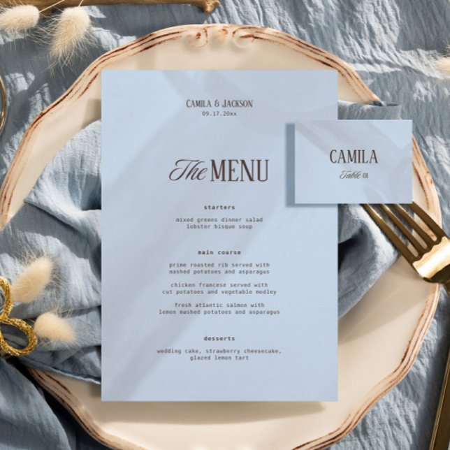 Menú Boda marrón y azul (Subido por el creador)