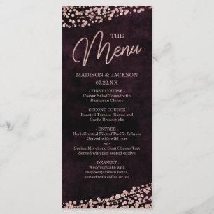 Menú Boda Marsala Wine & Rosa Gold Confetti