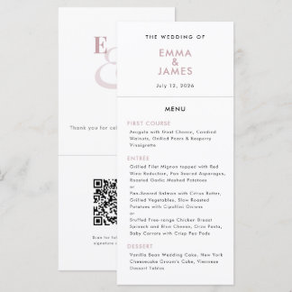 Menú Boda Mauve Ampersand | Código QR | Elegante
