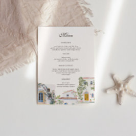 Menú Boda Mediterránea Italiana Acuarela Pastel