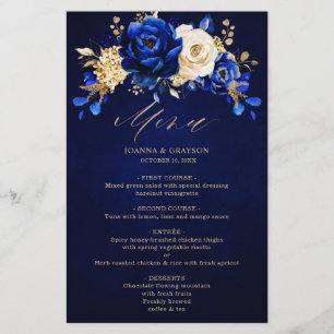 Menú Boda metálico Royal Blue Yellow Gold