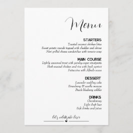Menú Boda minimalista
