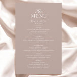 Menú Boda Minimalista beige elegante<br><div class="desc">Eleva tu recepción de bodas con nuestra elegante tarjeta de menú Boda de champán beige. Con un refinado tipo de letra serif, esta tarjeta del menú esboza con gusto sus cursos cuidadosamente seleccionados, añadiendo un toque sofisticado a su configuración de mesa. El lujoso color beige del champán complementa cualquier tema...</div>