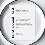 Menú Boda minimalista blanco y negro moderno<br><div class="desc">Moderno menú boda minimalista limpio,  blanco y negro. Adecuado para cumpleaños,  aniversario y cualquier otro fiesta. Por favor,  contáctame si necesitas artículos adicionales.</div>