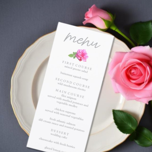 Menú Boda minimalista clásica de rosa rosa (Subido por el creador)
