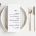 Menú Boda Minimalista clásico de caligrafía<br><div class="desc">Esta carta caligráfica clásica de boda minimalista es perfecta para un boda rústico. El diseño presenta un elegante tipo de letra caligráfica para embellecer tu evento.</div>