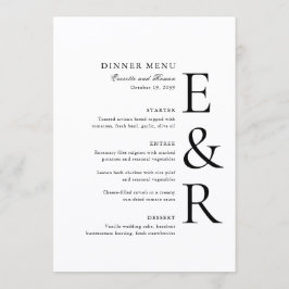 Menú Boda Minimalista con Monograma Moderno y Audaz