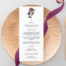 Menú Boda minimalista de Aster Púrpura