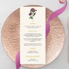 Menú Boda minimalista de Aster Púrpura