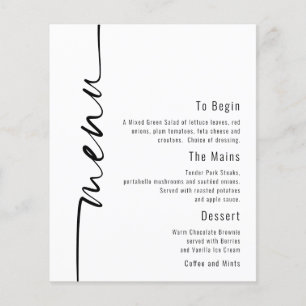 Menú Boda Minimalista de caligrafía de PAPER