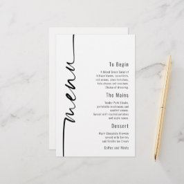 Menú Boda Minimalista de caligrafía de presupuesto
