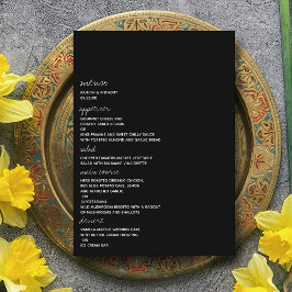 Menú Boda minimalista de escritura moderna en blanco y 