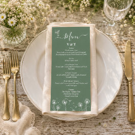 Menú Boda minimalista de flores silvestres verdes