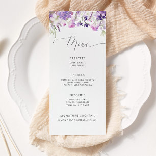 Menú Boda minimalista de la flor silvestre Lilac lavend