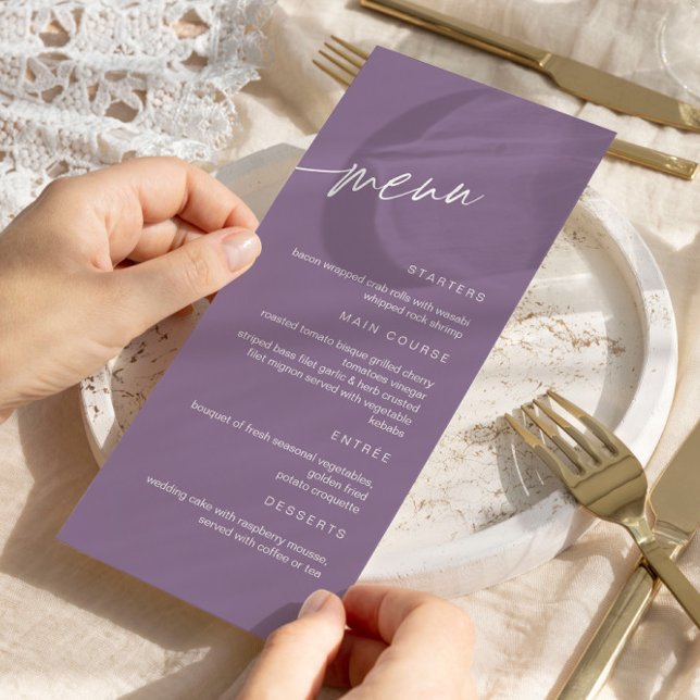 Menú Boda Minimalista Dusty Purple (Subido por el creador)