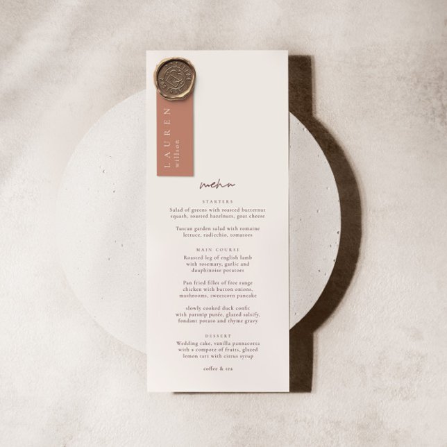 Menú Boda Minimalista elegante beige y borgoña (Subido por el creador)