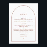 Menú Boda Minimalista elegante | Cena de recepción de a<br><div class="desc">Elevar las mesas de recepción con esta elegante carta de menú boda abovedada, que presenta una tipografía minimalista y un toque moderno de arco. El diseño se compone de detalles en forma de arco y texto marrón de terracota oscura, lo que aporta un toque cálido y elegante que combina con...</div>
