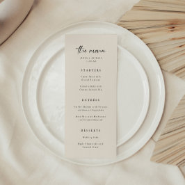 Menú Boda Minimalista Elegante con Letra Beige
