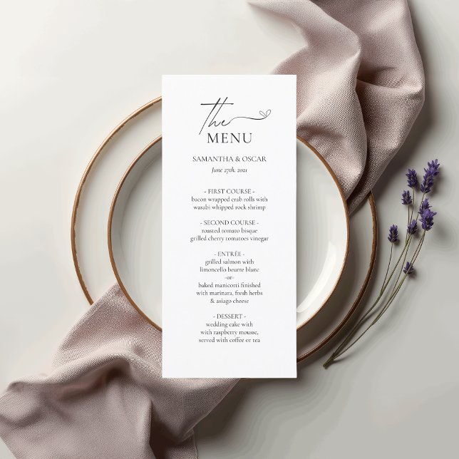 Menú Boda minimalista elegante en blanco y negro (Subido por el creador)