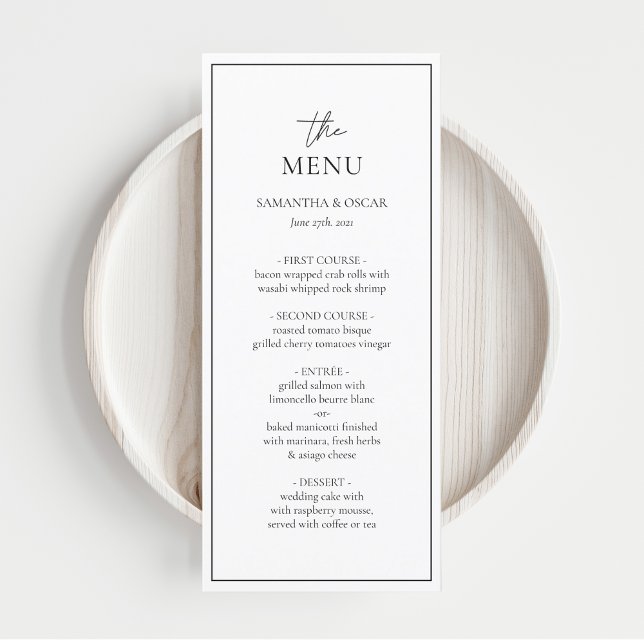 Menú Boda minimalista elegante en blanco y negro (Subido por el creador)