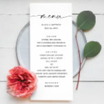Menú Boda Minimalista elegante | Guión blanco y negro<br><div class="desc">Aintemporal y refinada, este menú boda en blanco y negro presenta un elegante guión moderno combinado con un diseño minimalista limpio. Diseñado para parejas que aprecian la simplicidad con un toque sofisticado, este clásico menú rectangular es perfecto para recepciones formales, eventos con corbata negra o reuniones románticas modernas. El personalizable...</div>