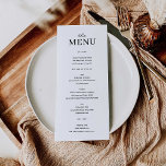 Menú Boda minimalista elegante y moderno<br><div class="desc">Edite fácilmente los elementos del menú y muestre este hermoso diseño en cada plato! Diseño sencillo en blanco y negro.</div>