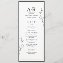 Menú Boda Minimalista en Blanco y Negro