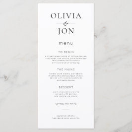Menú Boda minimalista en blanco y negro