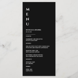 Menú Boda minimalista en blanco y negro