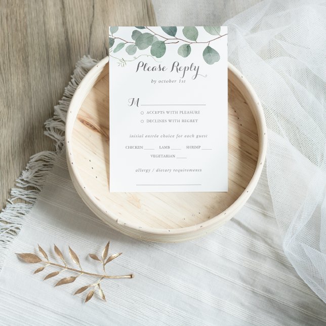 Menú Boda minimalista Eucalyptus Elección RSVP (Subido por el creador)