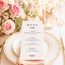 Menú Boda Minimalista Moderna en Blanco y Negro