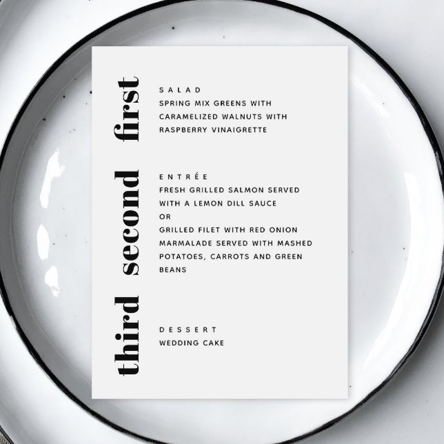 Menú Boda minimalista moderna en blanco y negro (Subido por el creador)