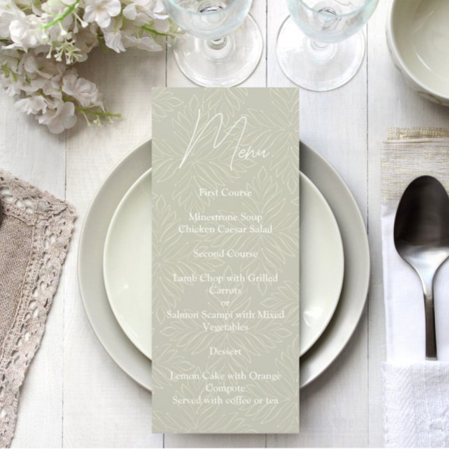 Menú Boda Minimalista moderno verde oliva (Subido por el creador)